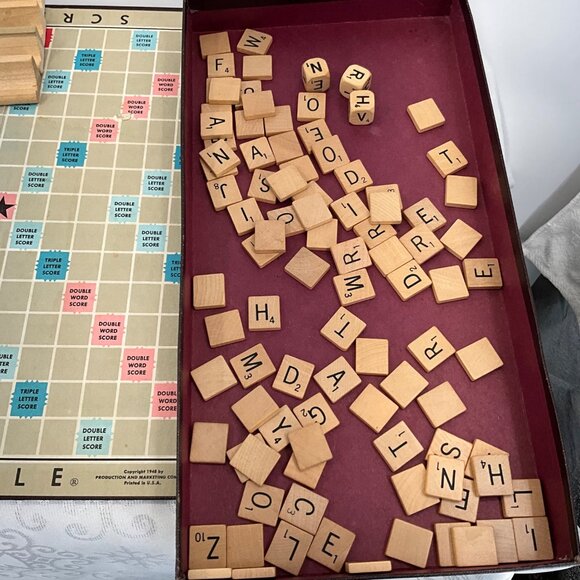Vintage Selchow & Righter Scrabble Board Game Complete Set 1953 - Picture 4 of 5